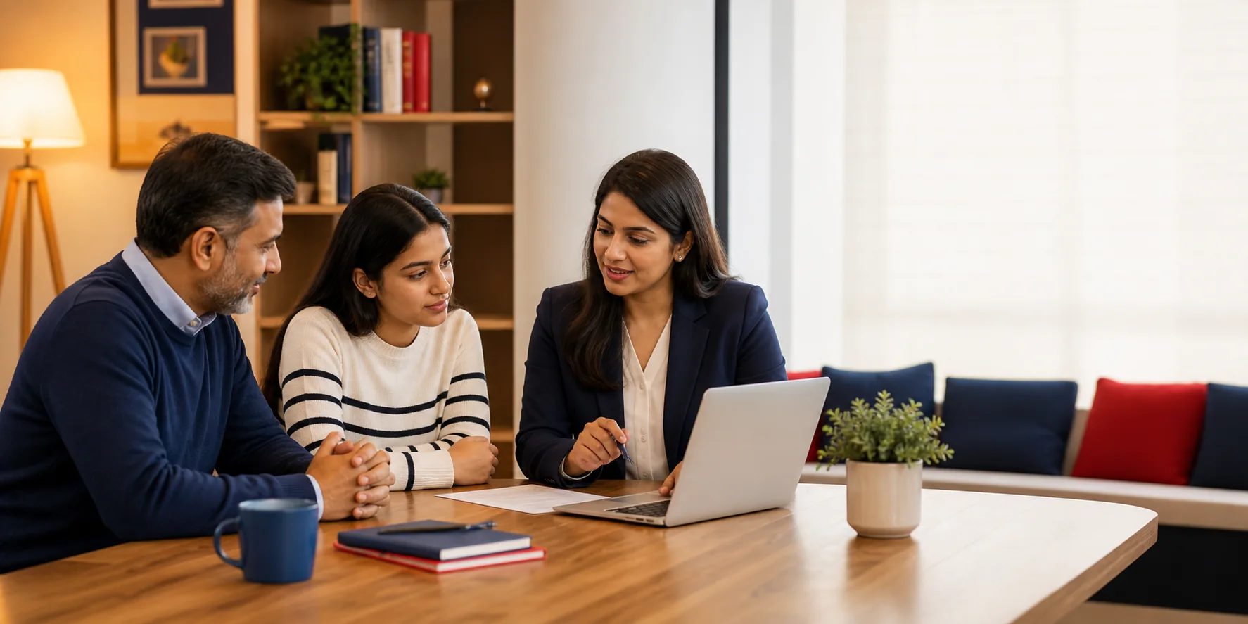 Student and parent receiving personalised study abroad advice